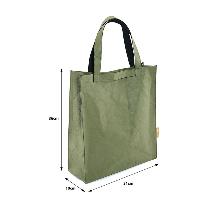 Washable Kraft Paper Handbag Carry Portable Shopping Bag